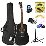 Winzz Guitarra acústica para adultos 4/4 principiante, guitarra folk negra con bolsa, ...