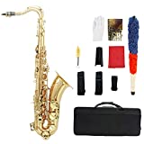 ammoon LADE - Saxofón tenor de latón Sib, saxofón tallado, diseño de concha blanca perla ...