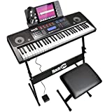 Rockjam 61 Kit de teclado de piano, 61 auriculares, soporte para teclado, banco ...