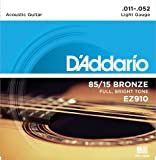 Cuerdas D'Addario EZ910 Bronze para guitarra acústica 85/15 Light 11-52