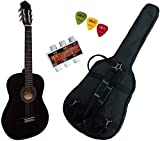 Pack de guitarra clásica 4/4 (adulto) con 3 accesorios (negro)