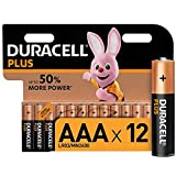 Duracell Plus, paquete de 12 pilas alcalinas tipo AAA de 1,5 voltios LR03 MN2400